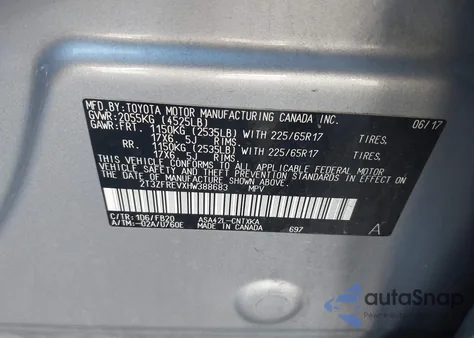 2017 Toyota Rav4 Le из США, поврежденный, VIN 2T3ZFREVXHW388683